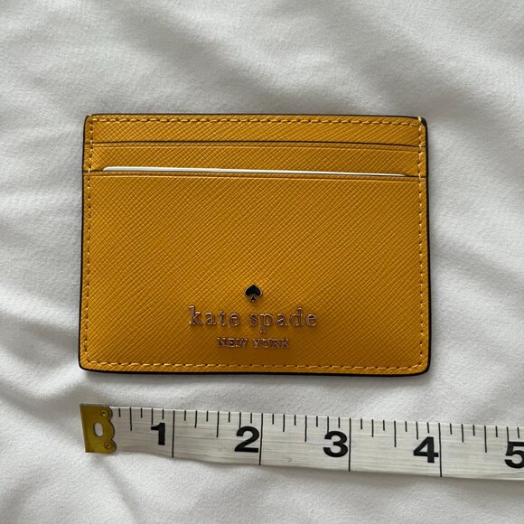 Kate Spade Madison Saffiano Leather Slim Cardholder in Yellow Daffodil New - Picture 3 of 6